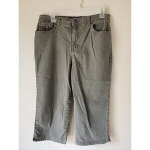 Gloria Vanderbilt Stretch Denim Mid Rise Capri Pants Olive Green Size 10 Embelli